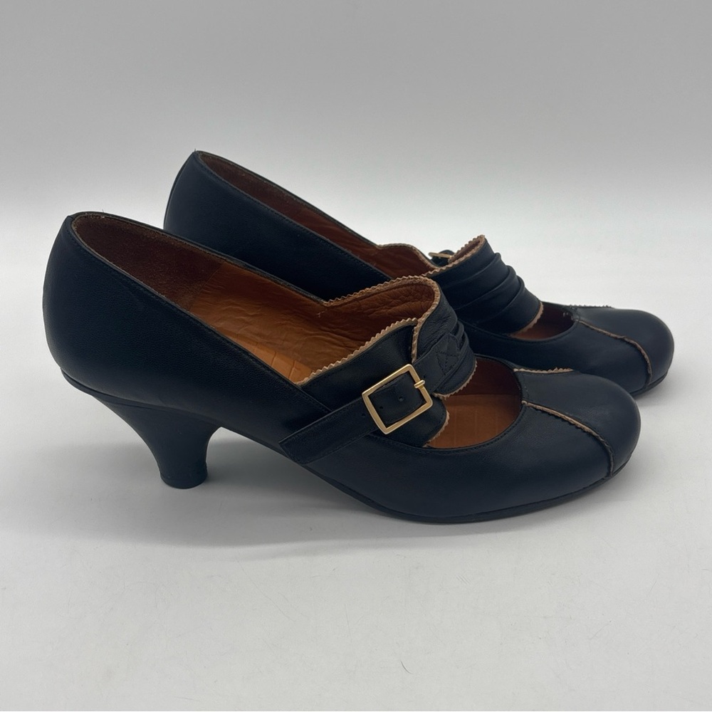 Chie Mihara Retro Black Buckle Leather Pumps Heels Women’s EU 39 US 9 - Picture 9 of 16